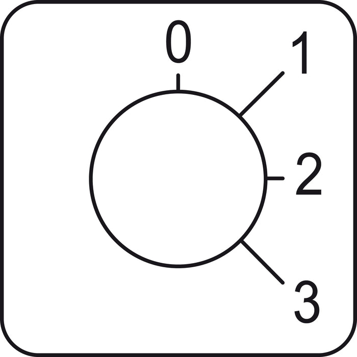 KZ18043 Legend, Harmony K, for cam switch, for 22mm hole mounting heads, 45X45mm, metal color, marked 0-3, switching 45deg