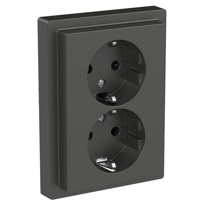 MTN2420-6534 2 Socket-outlet, Merten System Design, complete product, 2P + E, 16A, Schuko, screwless terminals anthracite