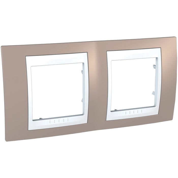 MGU6.004.874 Unica Plus - cover frame - 2 gangs, H71 - mink/white