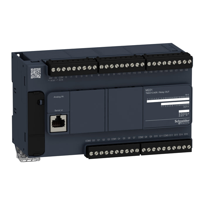 TM221C40R logic controller, Modicon M221, 40 IO, relay