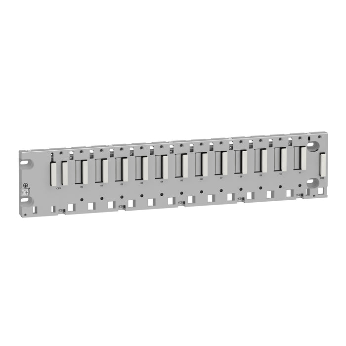 BMXXBP1200 rack, Modicon M340 automation platform, 12 slots, panel, plate or DIN rail mounting