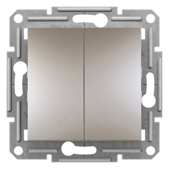 EPH0600169 Asfora - double 2way switch, screwless terminals, wo frame, bronze