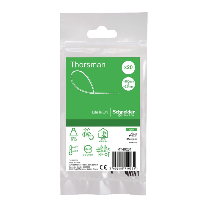 IMT46231 Thorsman, Cable tie 100x2.5mm Black x20