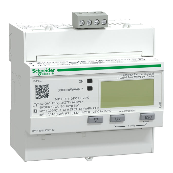 A9MEM3255 iEM3255 Energiezähler – CT – Modbus – 1 digitaler I – 1 digitaler O – Mehrtarif – MID