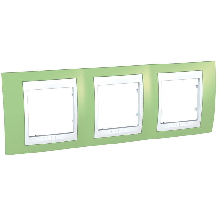 MGU6.006.863 Unica Plus - cover frame - 3 gangs, H71 - apple green/white