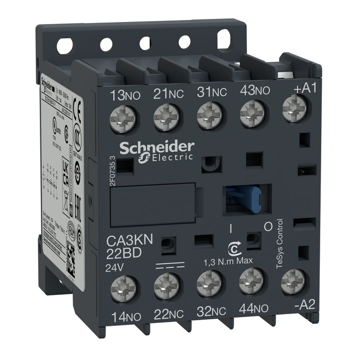 CA3KN22MD control relay, TeSys K, 4P(2NO+2NC), 690V, 220V DC standard coil