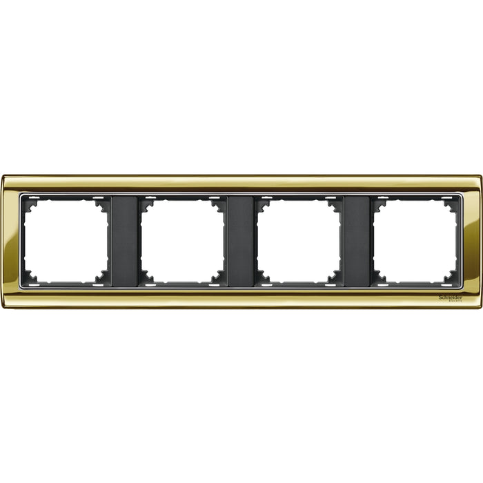 MTN487414 M-Star frame, 4-gang, polished brass/anthracite