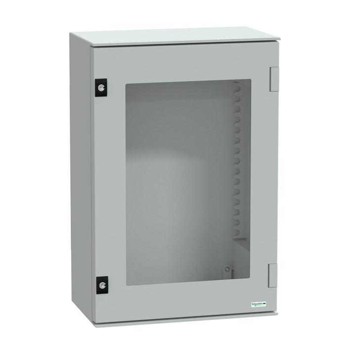 NSYPLM64TG wall-mounting enclosure polyester monobloc IP66 H647xW436xD250mm glazed door