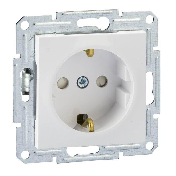 EPH2900821 Asfora - single socket outlet with side earth, shuttered wo frame, white