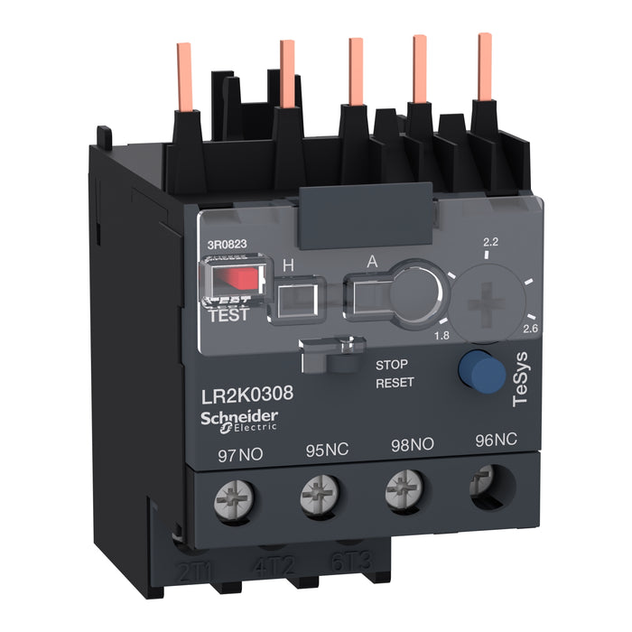 LR2K0308 differential thermal overload relay, TeSys K, 1.8...2.6A, class 10A