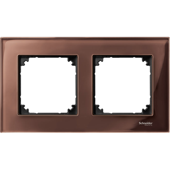 MTN4020-3215 Cover frame, Merten M-Elegance glass, 2 gangs, mahogany brown