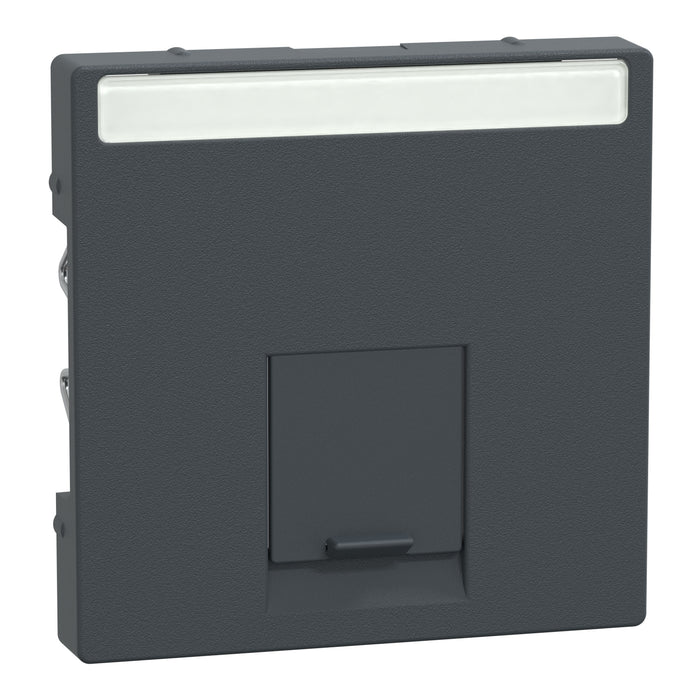 MTN465814 Cover plate, Merten System M, with lid & label for data socket, anthracite