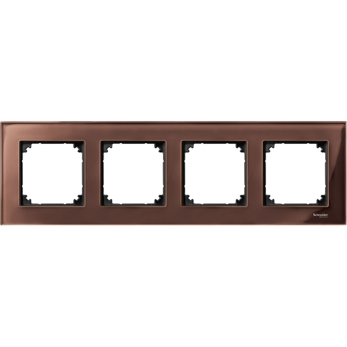 MTN4040-3215 Cover frame, Merten M-Elegance glass, 4 gangs, mahogany brown