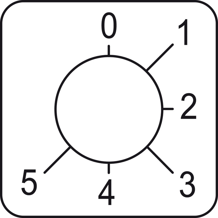 KZ18045 Legend, Harmony K, for cam switch, for 22mm hole mounting heads, 45X45mm, metal color, marked 0-5, switching 45deg