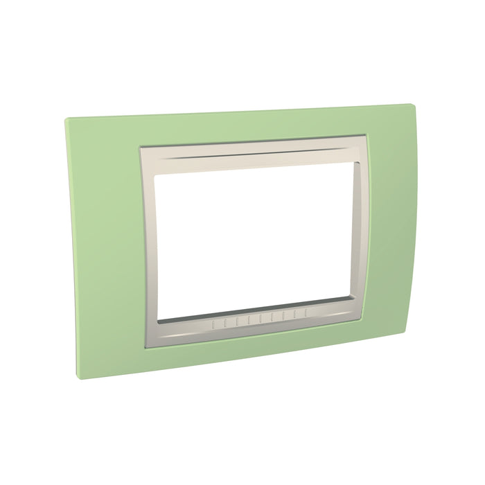 MGU6.103.563 Unica Plus - cover frame - 3 modules - apple green/ivory