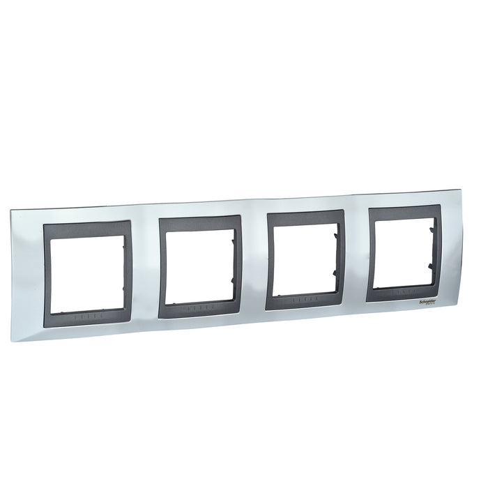 MGU66.008.210 Unica Top - cover frame - 4 gangs, H71 - bright chrome/graphite