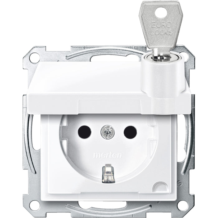 MTN2315-0325 Socket-outlet, Merten System M, 2P + E, 16A, Schuko, screwless terminals, glossy, antibacterial, active white