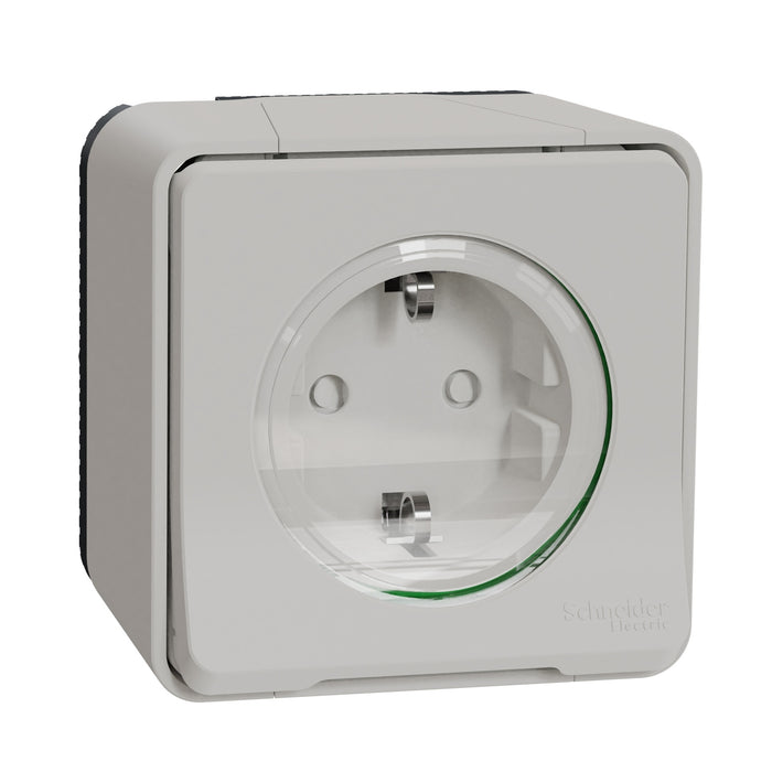 MUR89206 Socket-outlet, Mureva Styl, 2P + E with shutters, side earth, 16A, 250V, surface, white