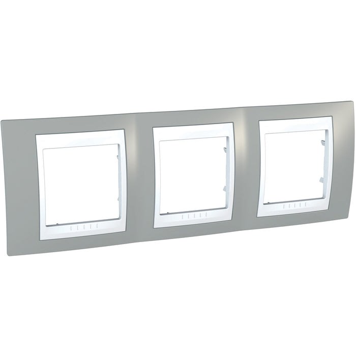 MGU6.006.865 Unica Plus - cover frame - 3 gangs, H71 - mist grey/white