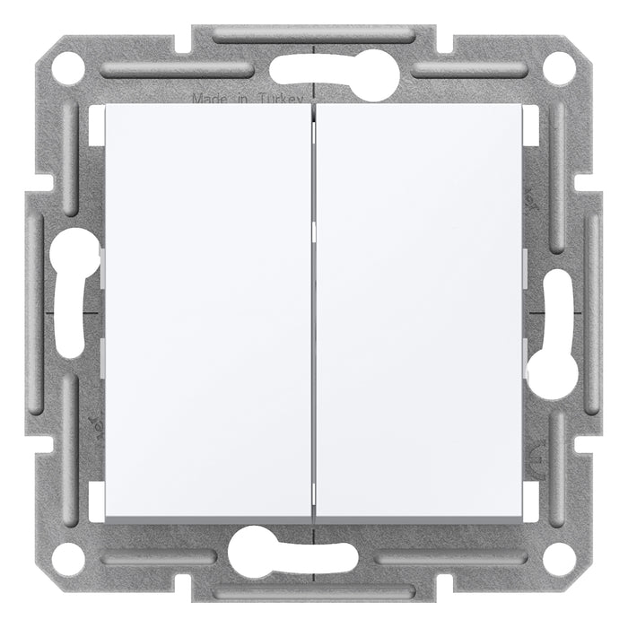 EPH0370121 Asfora - 1pole 2-circuits switch -10AX screwless, white wo frame