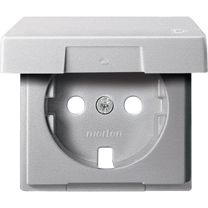 MTN2341-0460 Central plate with hng.lid for SCHUKO socket-outlet insert, aluminium, System M