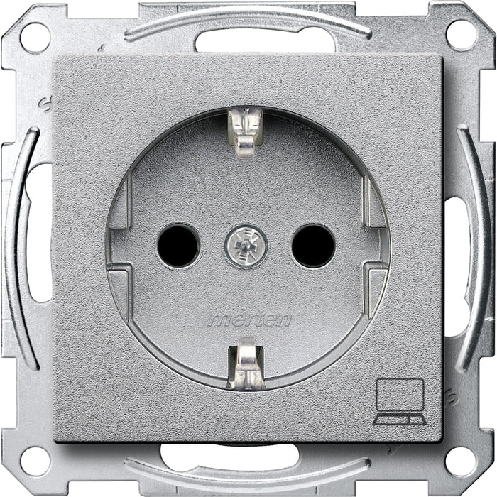 MTN2350-0460 SCHUKO socket - outlet marked Computer,shut.,screwl.term., aluminium,SystemM