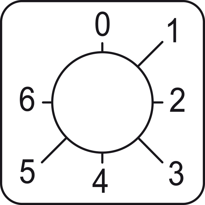KZ18046 Legend, Harmony K, for cam switch, for 22mm hole mounting heads, 45X45mm, metal color, marked 0-6, switching 45deg