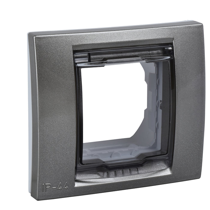 MGU61.002.824 Unica Plus - cover frame (fix. frame & hinged lid) - 1 gang - 2 m - champagne