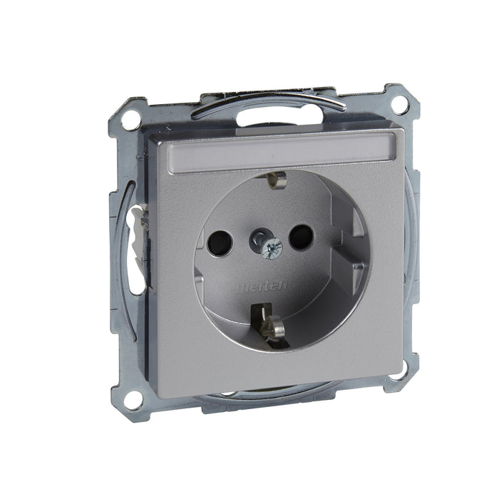 MTN2302-0460 Socket-outlet, Merten System M, 2P + E, 16A, Schuko, screwless terminals, varnished, aluminium