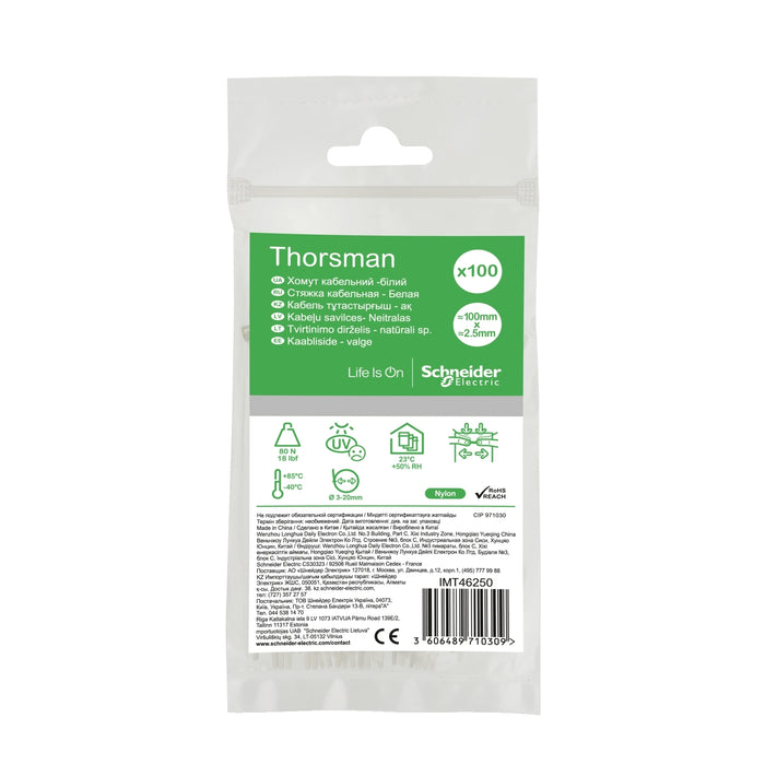 IMT46250 Cable tie, Thorsman, 2.5 x 100 mm, natural