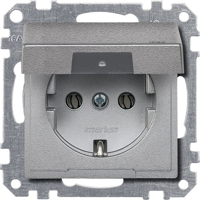 MTN236660 SCHUKO socket-outlet insert with hinged lid IP44, aluminium, System M