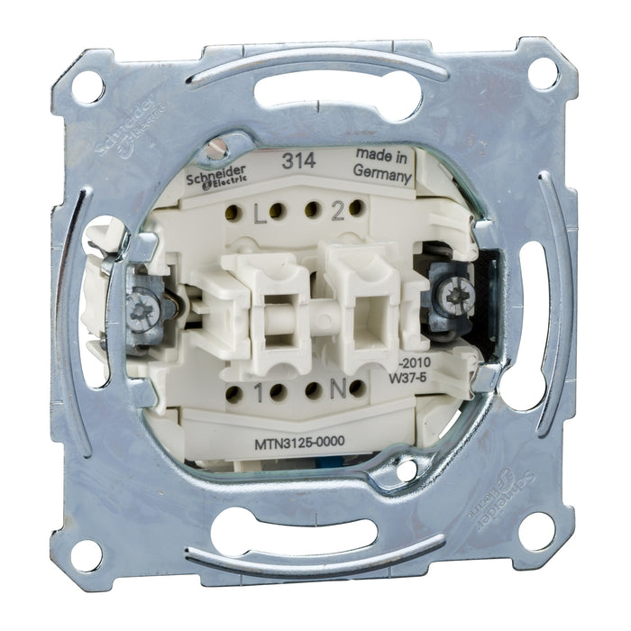 MTN3125-0000 2 Switch, Merten inserts, mechanism, 1-pole 1-way, 10AX, screwless terminals, IP20,