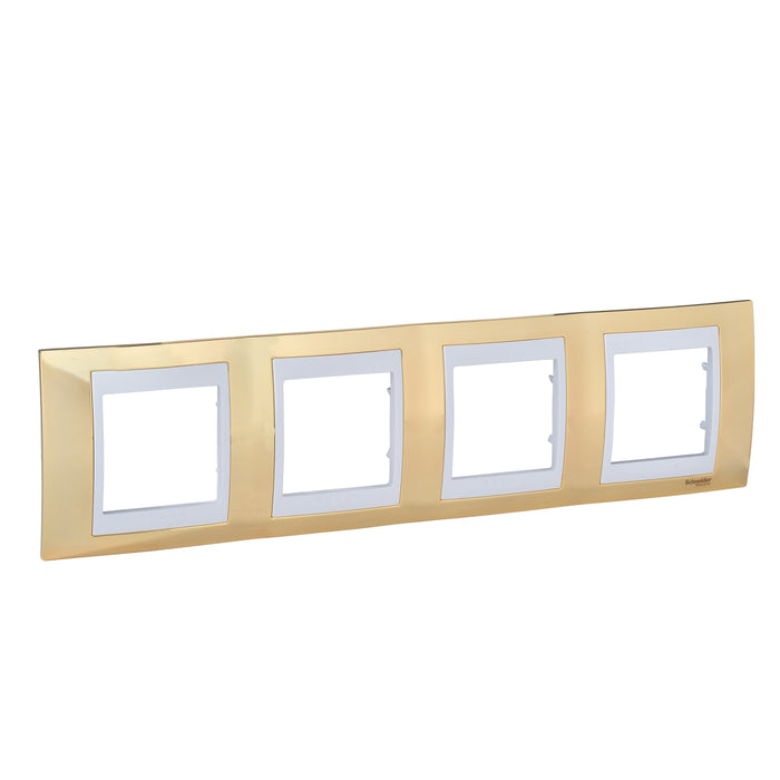 MGU66.008.804 Unica Plus - cover frame - 4 gangs, H71 - gold/white