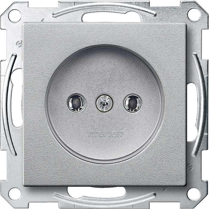 MTN2001-0460 Socket-outlet, Merten System M, mechanism with fixing frame, 2P, 16A, CEE 7 standard varnished, aluminium