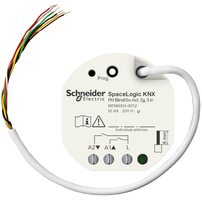 MTN6003-0012 Blind/switch actuator, SpaceLogic KNX, 2 gang, flush mounted, 3 binary inputs, KNX Secure