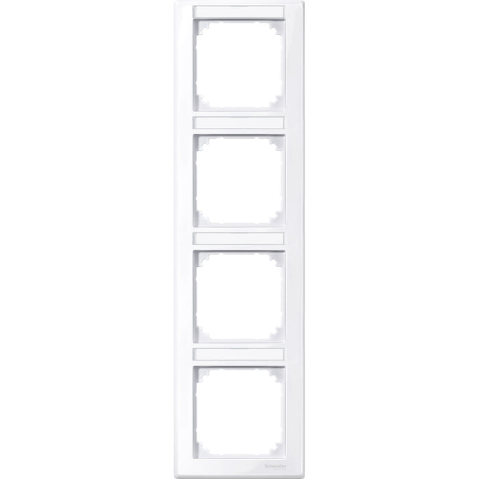 MTN470425 M-Smart frame, 4-gng w. label.bracket,vertical installation, act.wht,glos.,Sys.M