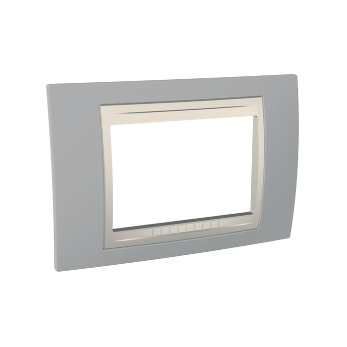 MGU6.103.565 Unica Plus - cover frame - 3 modules - mist grey/ivory