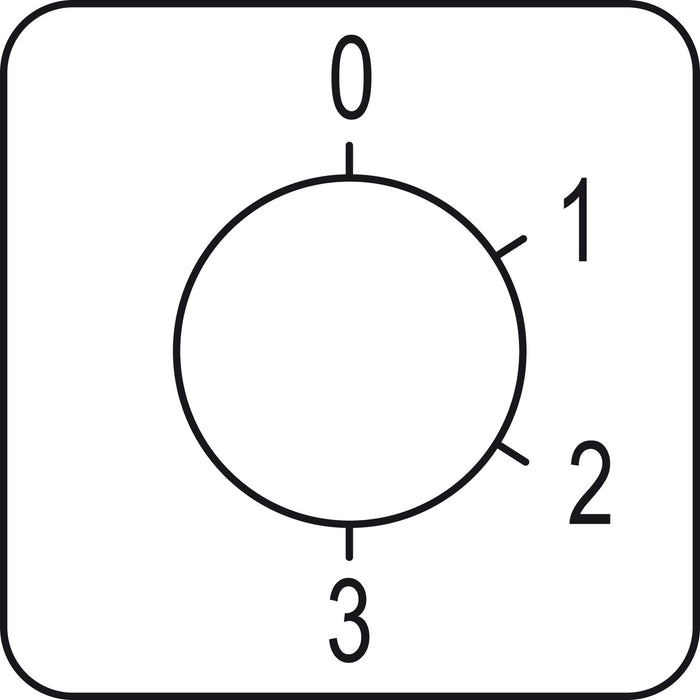 KZ18632 Legende, Harmony K, für Nockenschalter, für 22-mm-Lochmontageköpfe, 45 x 45 mm, Metallfarbe, markiert mit 0-3, Schaltwinkel 60 Grad