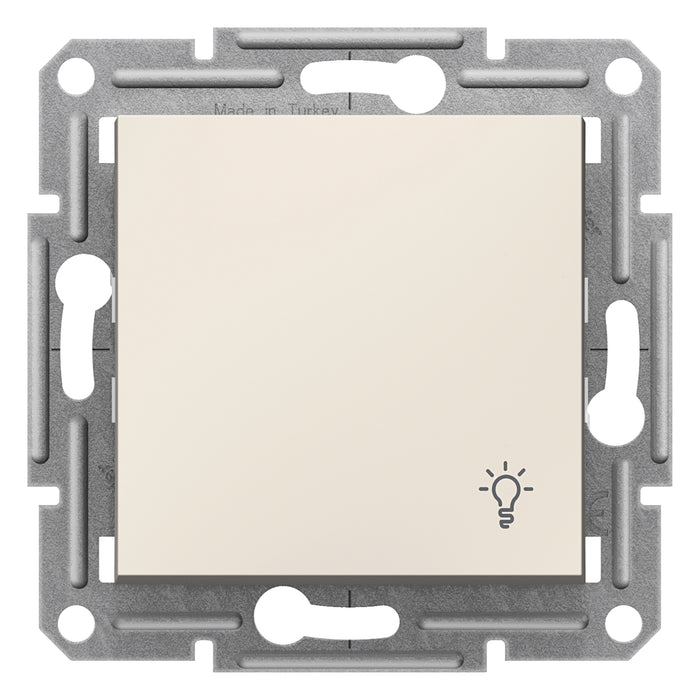 EPH0970123 Asfora - 1pole pushbutton -10A screwless, light symbol, wo frame cream