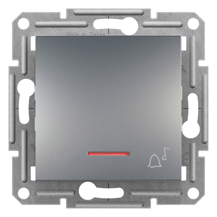 EPH1700162 1pole pushbutton with locator light "bell", screwless terminals, wo frame, steel