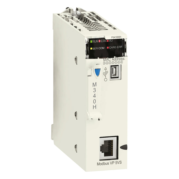 BMXP341000H Processor, Modicon M340, max 512 discrete + 128 analog I/O, Modbus, for severe environments