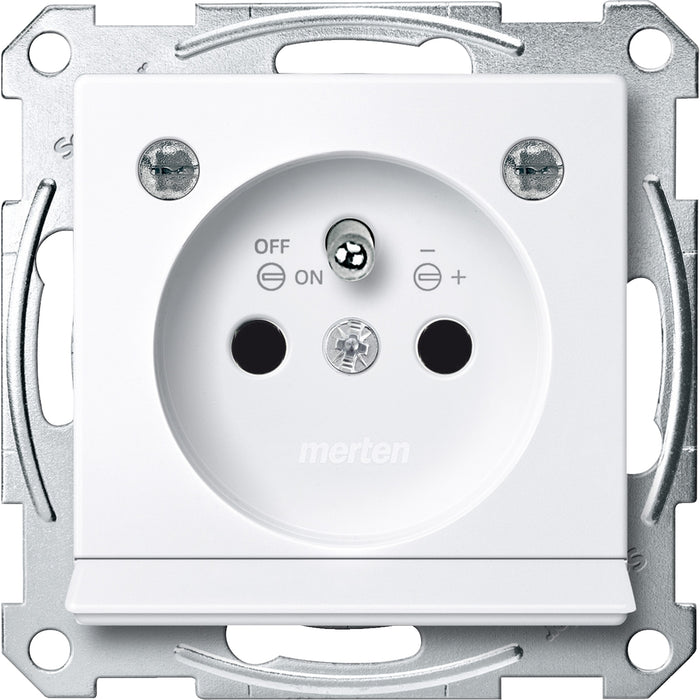 MTN2504-0325 Socket-outlet, Merten system M, 2P + E, 16A, French, screwless terminals, glossy, antibacterial, active white