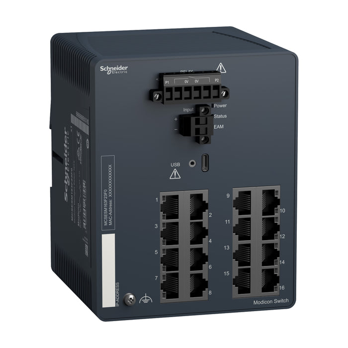 MCSESM163F23F0 Modicon Managed Switch - 16 ports for copper