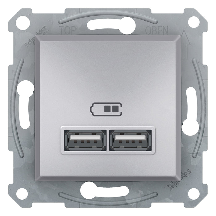 EPH2700261 Asfora - double USB charger 2.1 A - aluminium