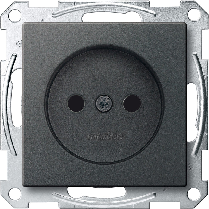 MTN2000-0414 Socket-outlet, Merten System M, mechanism with fixing frame, 2P, 16A, CEE 7 standard,anthracite