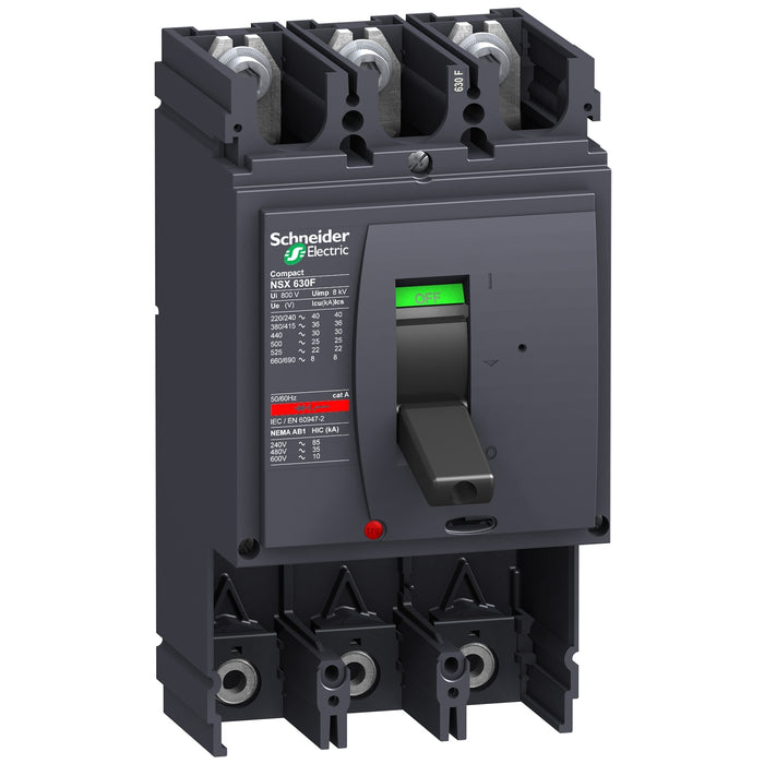 LV432813 Circuit breaker basic frame, ComPact NSX630F, 36kA at 415VAC 50/60 Hz, 630A, without trip unit, 3 poles