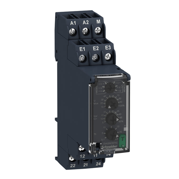 RM22UA32MR Modular 1-phase voltage control relay, 8 A, 2 CO, 1…100 V AC/DC, 24…240 V AC/DC