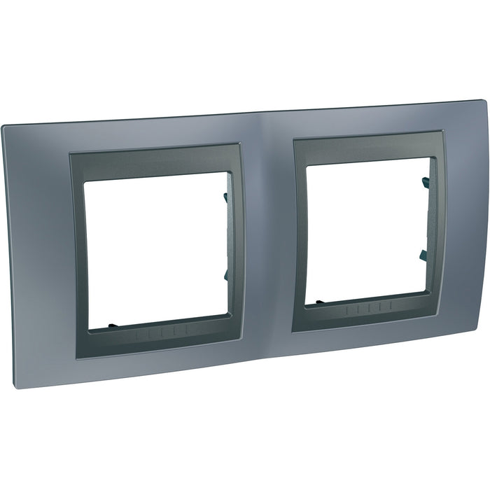 MGU66.004.297 Unica Top - cover frame - 2 gangs, H71 - metal grey/graphite