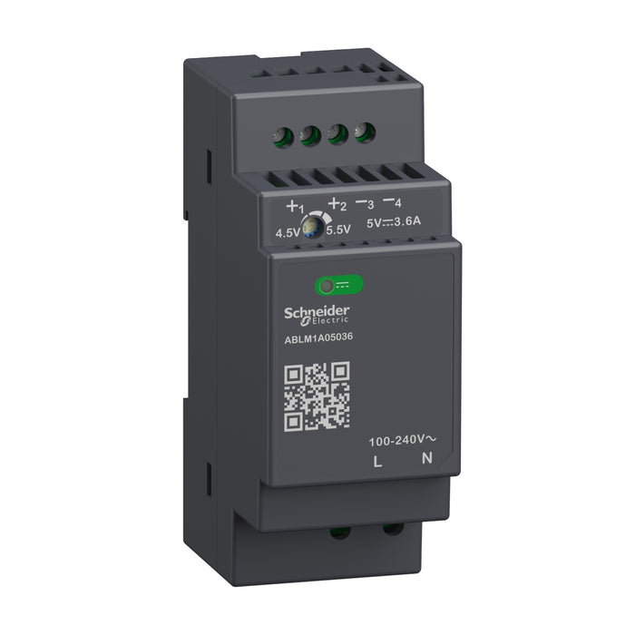 ABLM1A05036 Regulated Power Supply, 100-240V AC, 5V 3.6 A, single phase, Modular