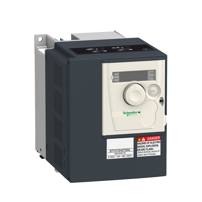 ATV312H075N4 variable speed drive ATV312 - 0.75kW - 2.4kVA - 41W - 380..500 V- 3-phase supply